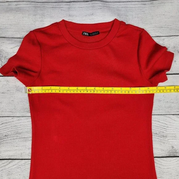 Zara, Coral Red Mini Dress Size Medium - Picture 5 of 9